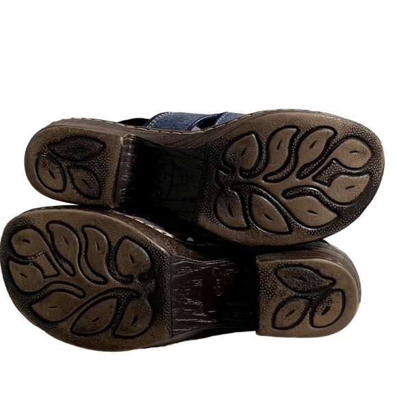 BOC Born Shoes Womens 9 M Lyza Blue Canvas Adjustable Slingback Block Heel Clogs - Picture 6 of 9